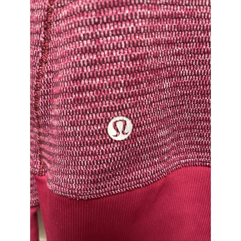 LULULEMON Runderful 1/2-Zip Womens 4 Mini Check Red Berry Rumble Running - Picture 7 of 9